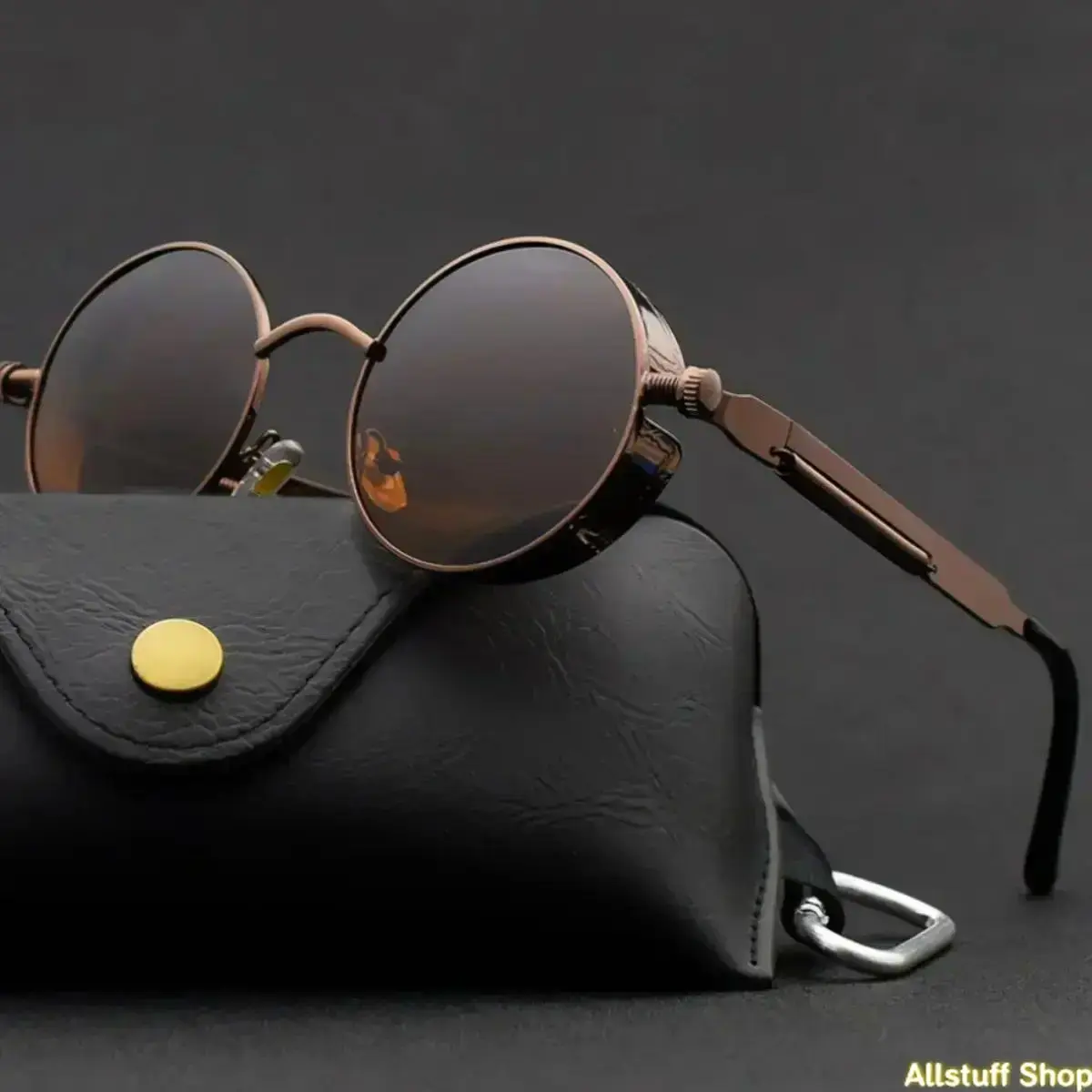 Vintage Round Steampunk Sunglasses for Women and Men, Designer Metal Frame with UV400 Sun Protection, Pa