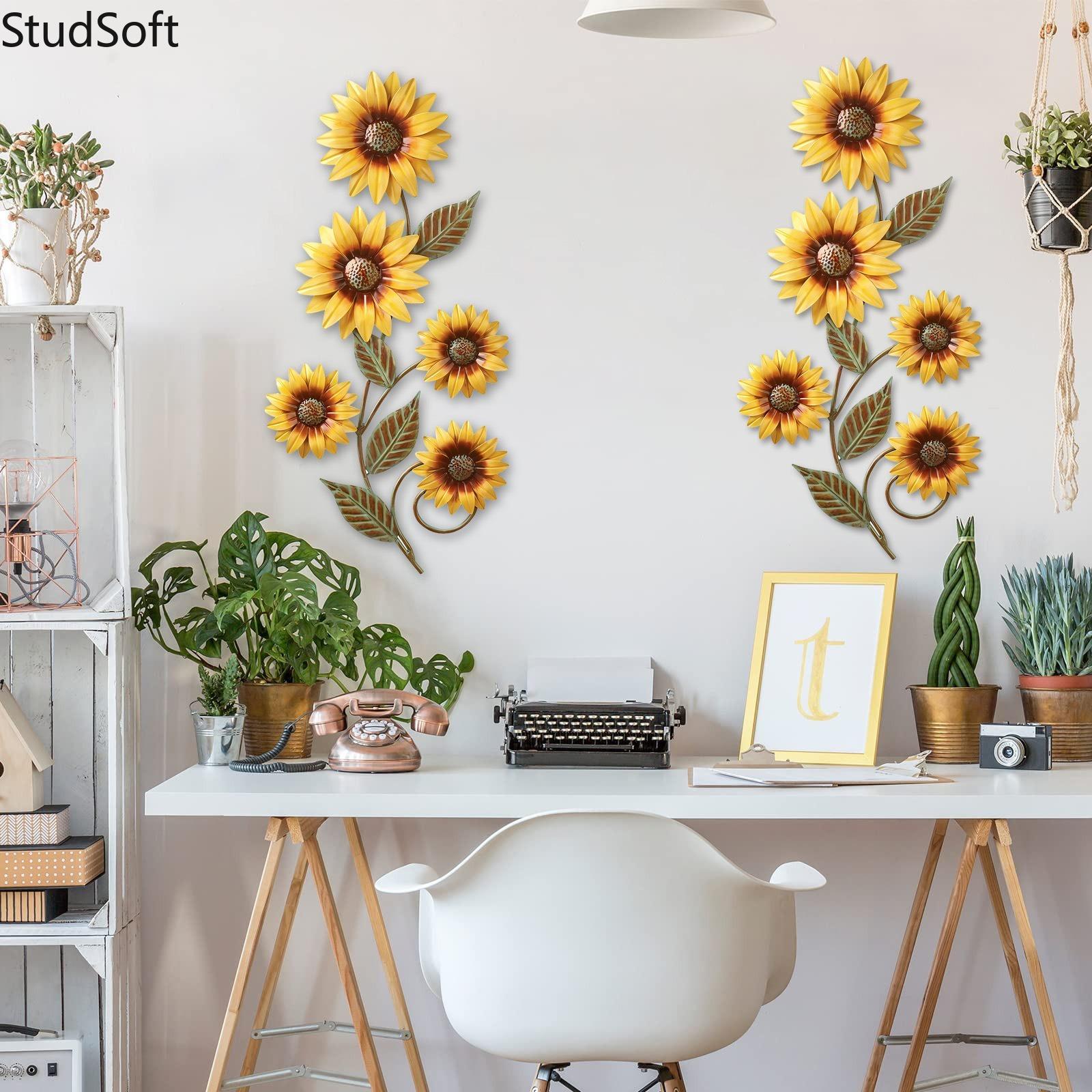 Summer Sunflower Wall Decor & 3D Metal Flower Wall Art, Outdoor Decor for Fence, Yard, Patio & Garden