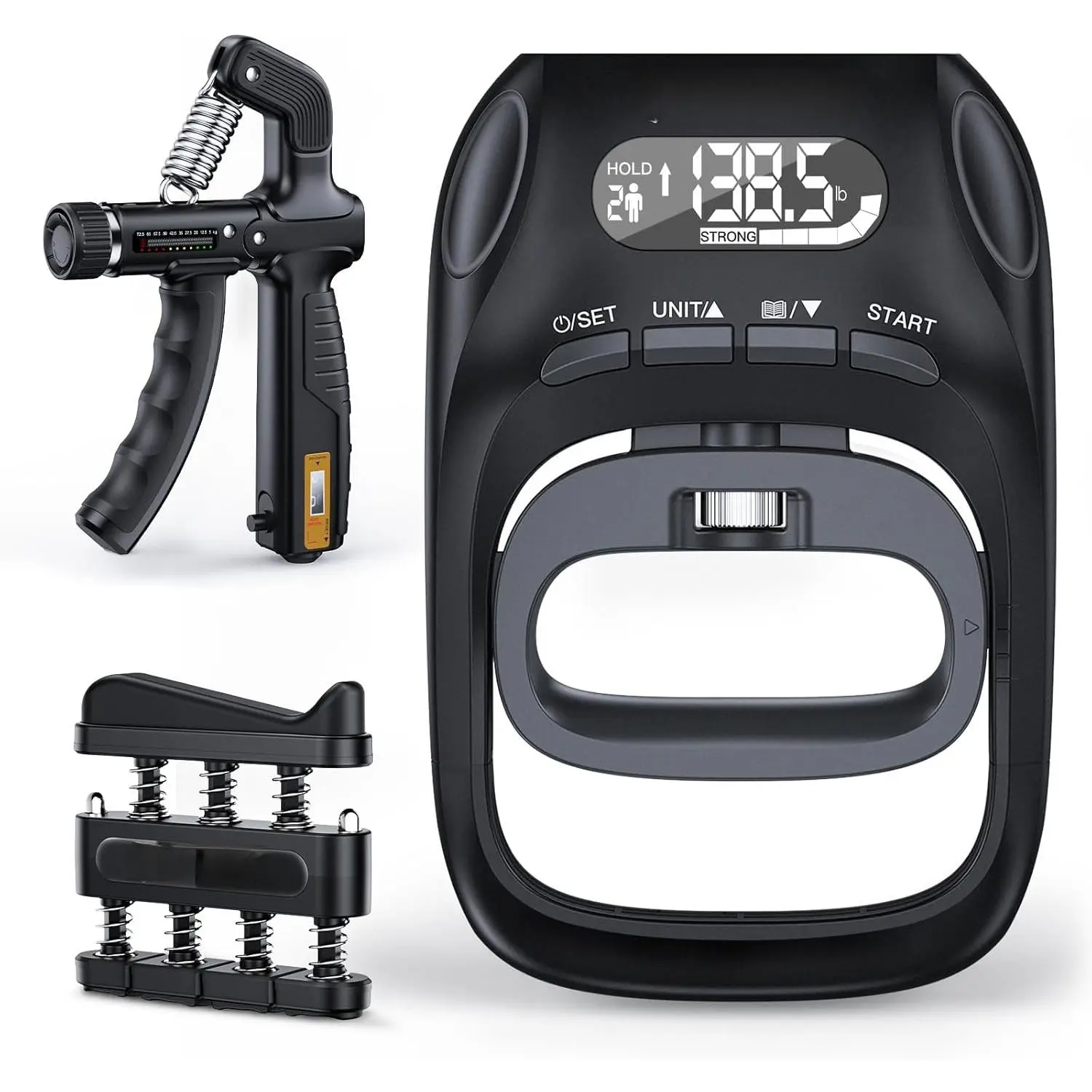 Grip Strength Tester Set with Hand Strengthening Tools – Track Progress, Build Strength & Support Hand Recovery (3-in-1 Kit)