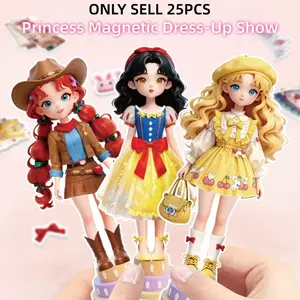 Princess Magnetic Stickers for Girls, No-Cut 3D Stickers for Quiet Books, DIY Craft Kit for Ages 3-6, Bring Your Own Princess Home