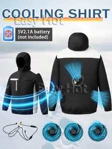 3 Fan Air Conditioning Jacket, Long Sleeve Cooling Workwear, UV Protection, Breathable, Unisex, Ideal for Outdoor Activities, Tops