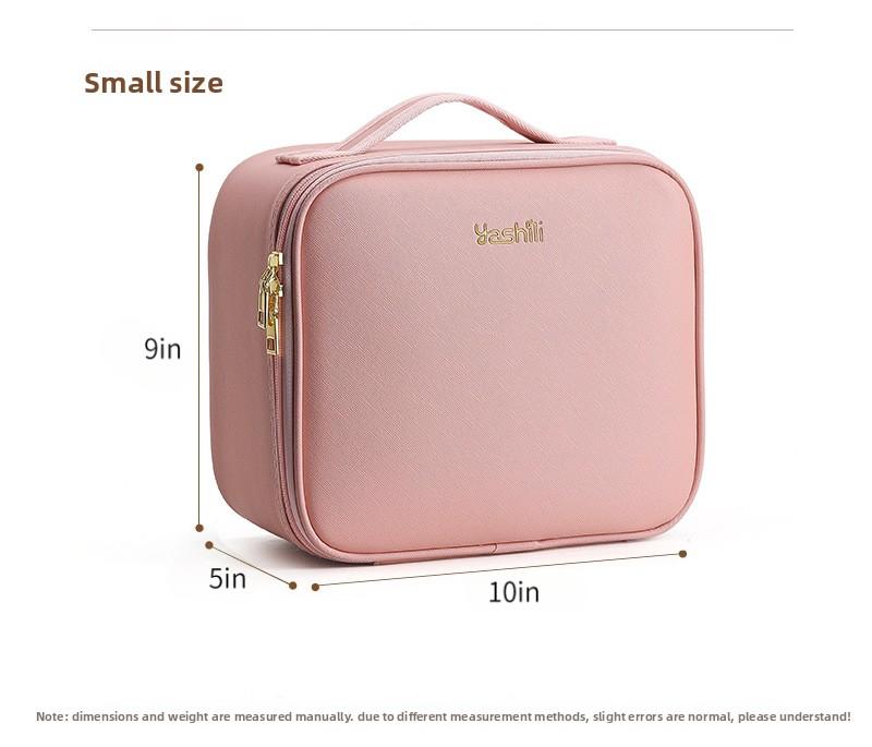 Internet Celebrity LED Makeup Case with Light and Mirror, Portable LED Makeup Bag with Large Capacity, Multifunctional Cosmetic Storage Organizer for Travel and Daily Use, Adjustable Light Makeup Box