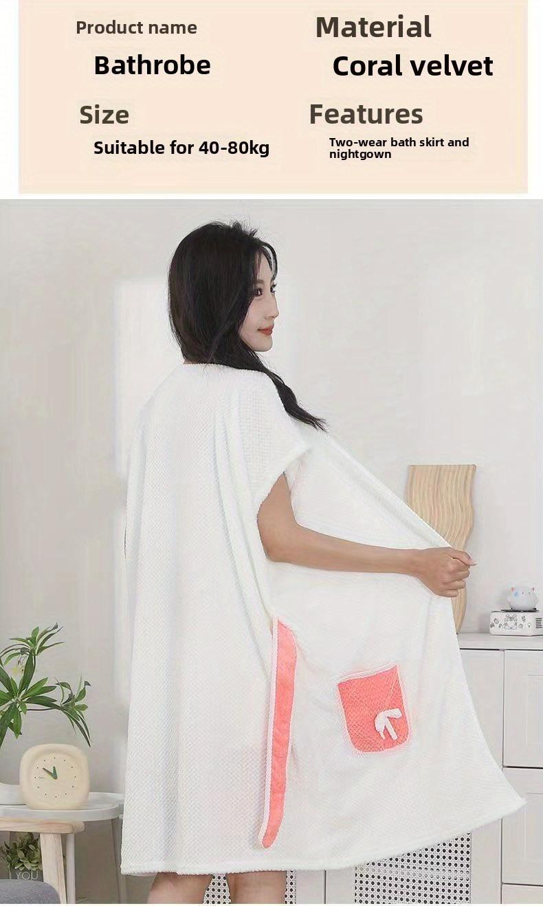 A Super Absorbent, Quick-drying, Wearable Bath Towel. This Adorable and Soft-style Home Bathrobe Is Skin-friendly and Breathable. It Can Be Worn Instantly After Showering Without Sticking to the Body, and It Doesn't Shed Lint. Comfortable and Warm