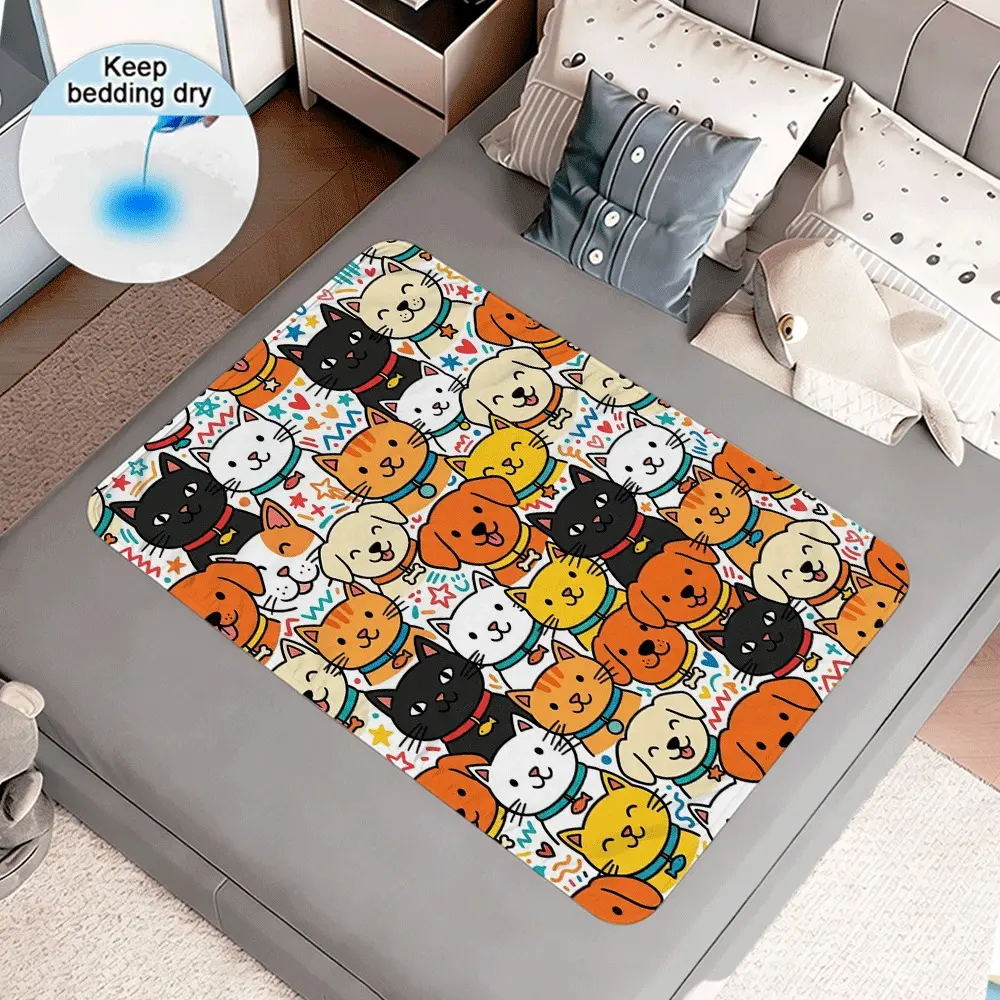 Cute and adorable pet-patterned absorbent pads, reusable diaper changing pads, suitable for women, postpartum care, the elderly, and pets. An ideal choice for women's hygiene and postpartum recovery, menstrual products.