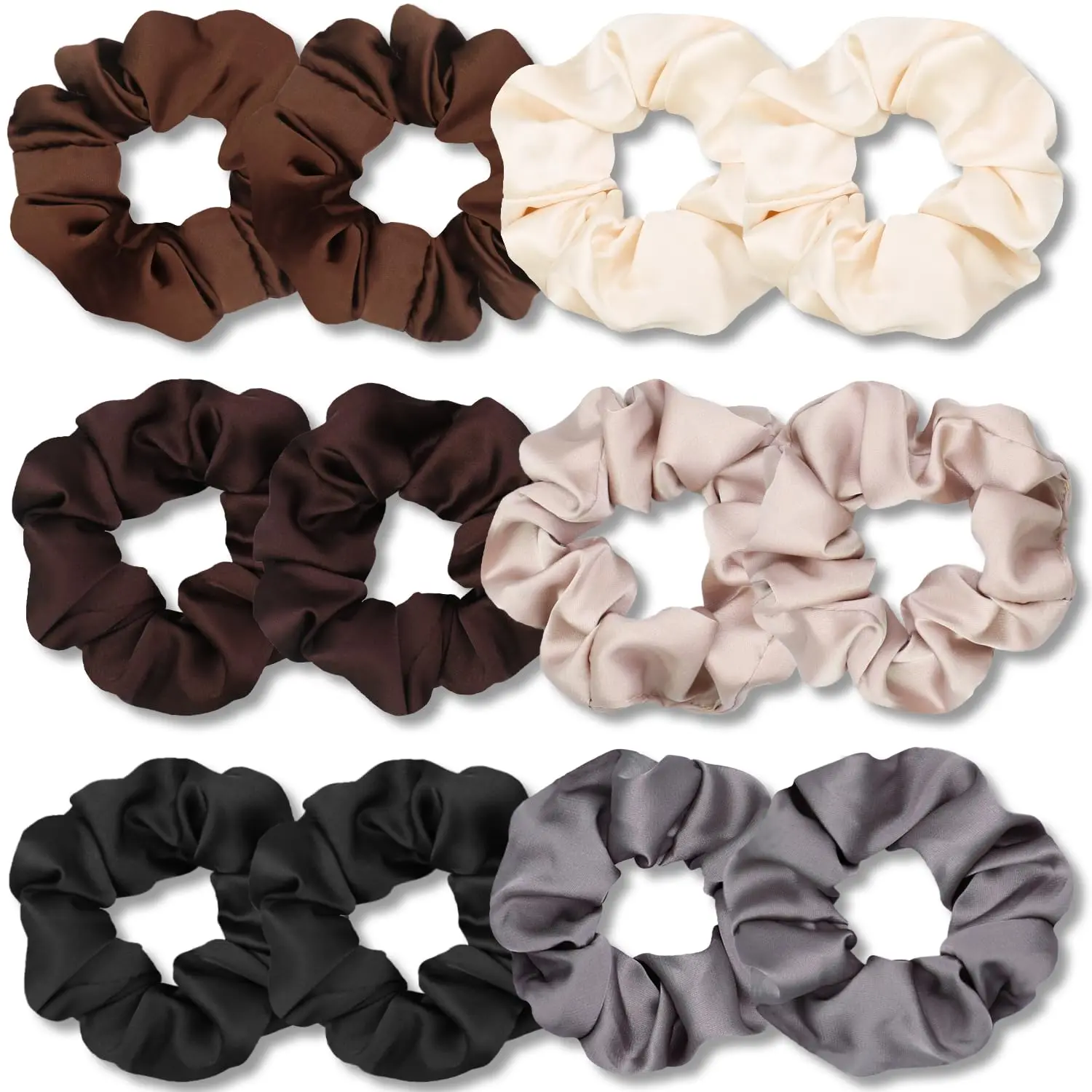 Soft Satin Scrunchies for Sleep, 12 Pack Neutral Hair Ties for Women, Gentle for Curly, Thin & Thick Hair, Cute Bands Ties, Female, Ties For Sleep