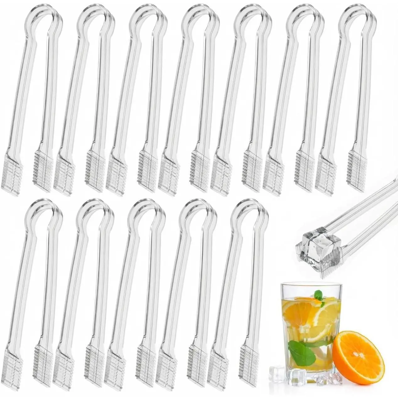 12 Pack Clear Small Serving Tongs For Buffet - Mini Plastic Tongs For Ice, Candies, Hot And Cold Food - Small Tongs For Appetizers For Parties, Holidays And Gatherings