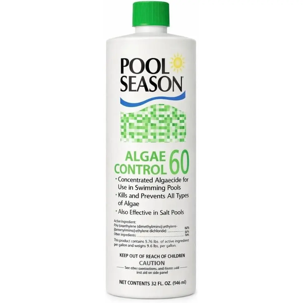 Polyquat 60 Algaecide for Swimming Pool 32 oz, High Concentrate Algaecide 60 for Inground Pool and Above Ground, Professional Grade Polyquat 60 Treatment for Clear Water Care