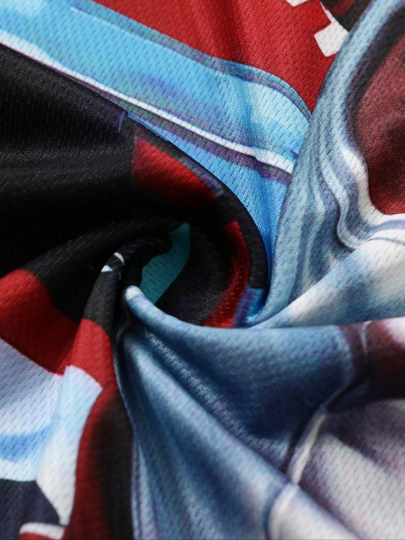 Men's Race Car & Letter Print Round Neck Crop Tee, Loose Casual Fashion Short Sleeve T-shirt for Daily Wear, Men's Top for All Seasons, Tropical