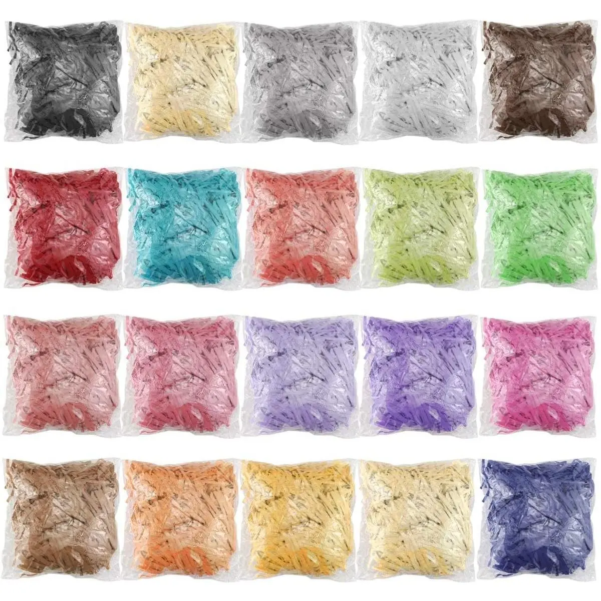 20Pack 14oz/400g Multicolored Raffia Ribbon Paper Crinkle Cut Paper Shred Filler for Tissue Paper Gift Wrapping Craft DIY Basket Packaging Filling Easter Decoration Birthday Wedding