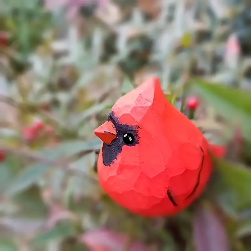 2 Red Cardinal Statues, Handmade Wooden Carved and Painted Bird Figurines, Various Bird Home Decorations, Best Gift for Bird Enthusiasts, Suitable for Birthdays, Christmas Gifts, Suitable for Home and Friends, Garden Tool Set