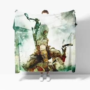 Assassins Creed Flannel Throw Blanket Soft Warm Gaming Blanket for Bed Living Room Sofa Fan Gift Outdoor Winter Cover