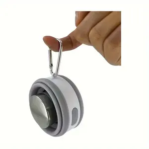 1pc Silicone Folding Cup, Portable Sealed Double Head Folding, Stainless Steel Hook Ring Telescopic Cup, Suitable for Outdoor Play Sports Fitness Travel 475Ml