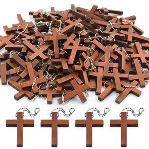 Wooden Cross Charm Mini Wood Cross Stress Relief Hanging Spiritual Religious Bible Verse Gift for Social Worker Church Volunteer Prayer