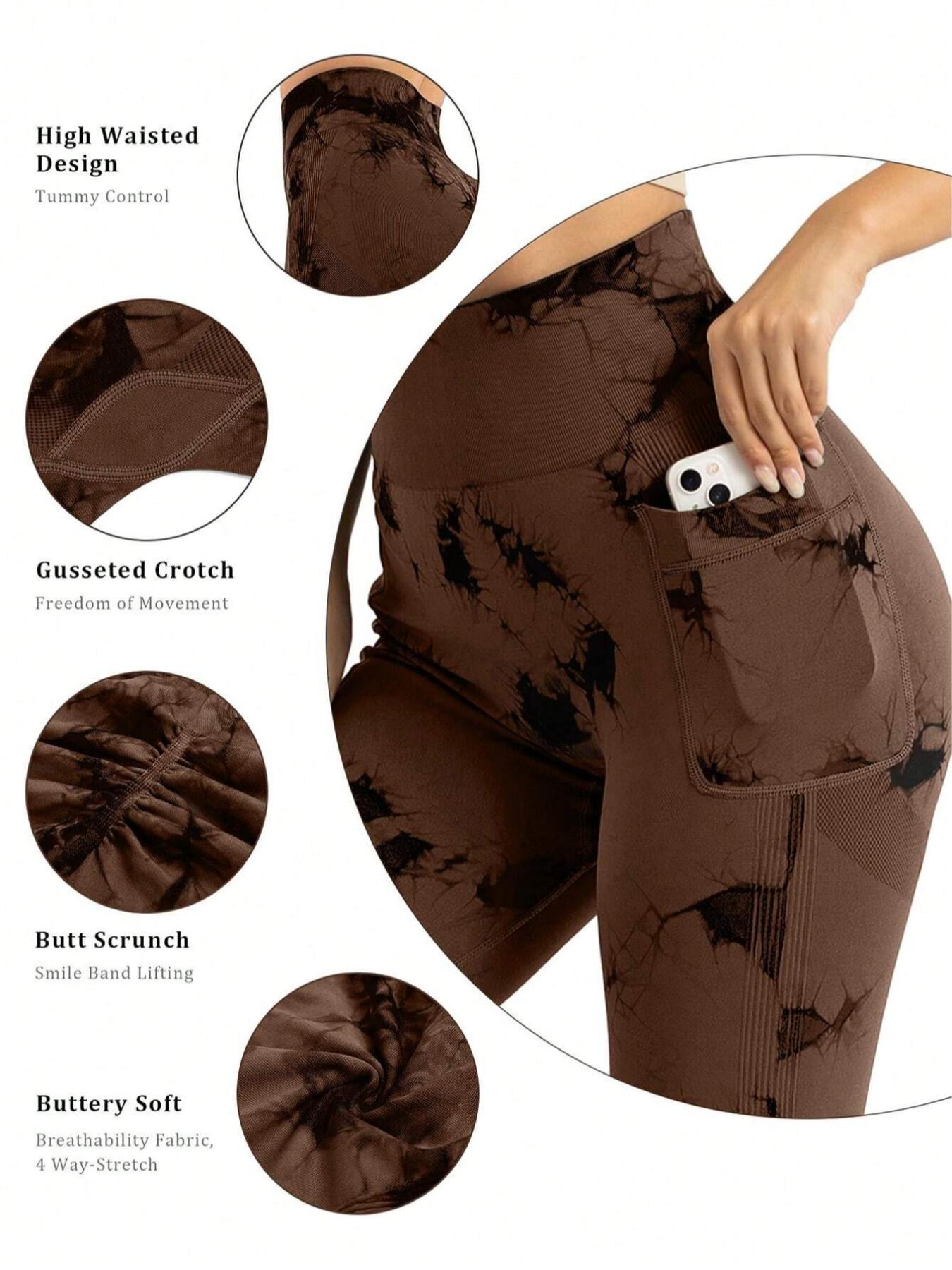 Women's Tie Dye Print Pocket Sports Leggings, Sporty Casual Comfy Breathable High Waist Skinny Pants for Swinging Plate Gym, Gym Clothes Women, Yoga Legging Pants, Yoga Leggings, Yoga Pants, Ladies Sportswear for All Seasons, Breathable Athletic Bottoms