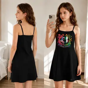 Girls Mexican American Flag Print Dress with Floral Cactus Design and Two Cultures One Heart Slogan for Tweens and Teens Ideal for Cultural Celebrations Heritage Events Daily Wear and Summer Outings featuring a Flowy A Line Silhouette Sleeveless Desi