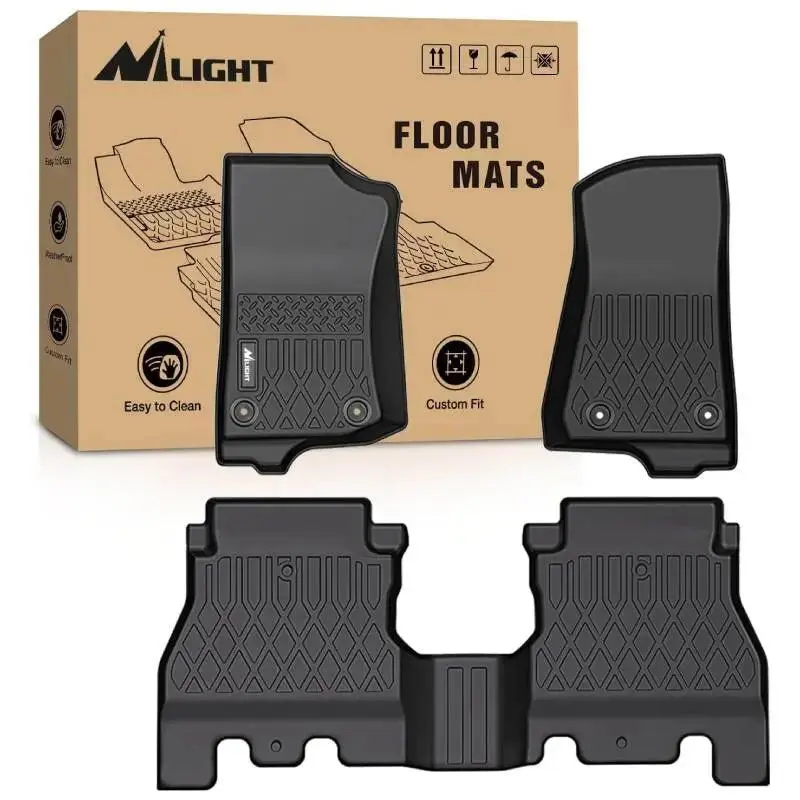 Nilight High-Quality TPE Clip-On Car Floor Mats, Custom Fit for 2018-2025 Jeep Wrangler JL Unlimited 4 Door (Not for JK or 4XE), Waterproof, Spill Retention, Easy to Clean, Vehicle-Specific, Lifetime Service