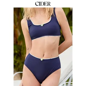 Cider Scoop Neckline Contrasting Binding Bracelet Cheeky Bikini Set