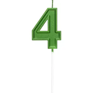 2.76 Inches Large Number Candles Birthday Candles Cake Numeral Candles Topper Decoration for Birthday Celebration Reunions Anniversary Party Supplies (Green Number 4)