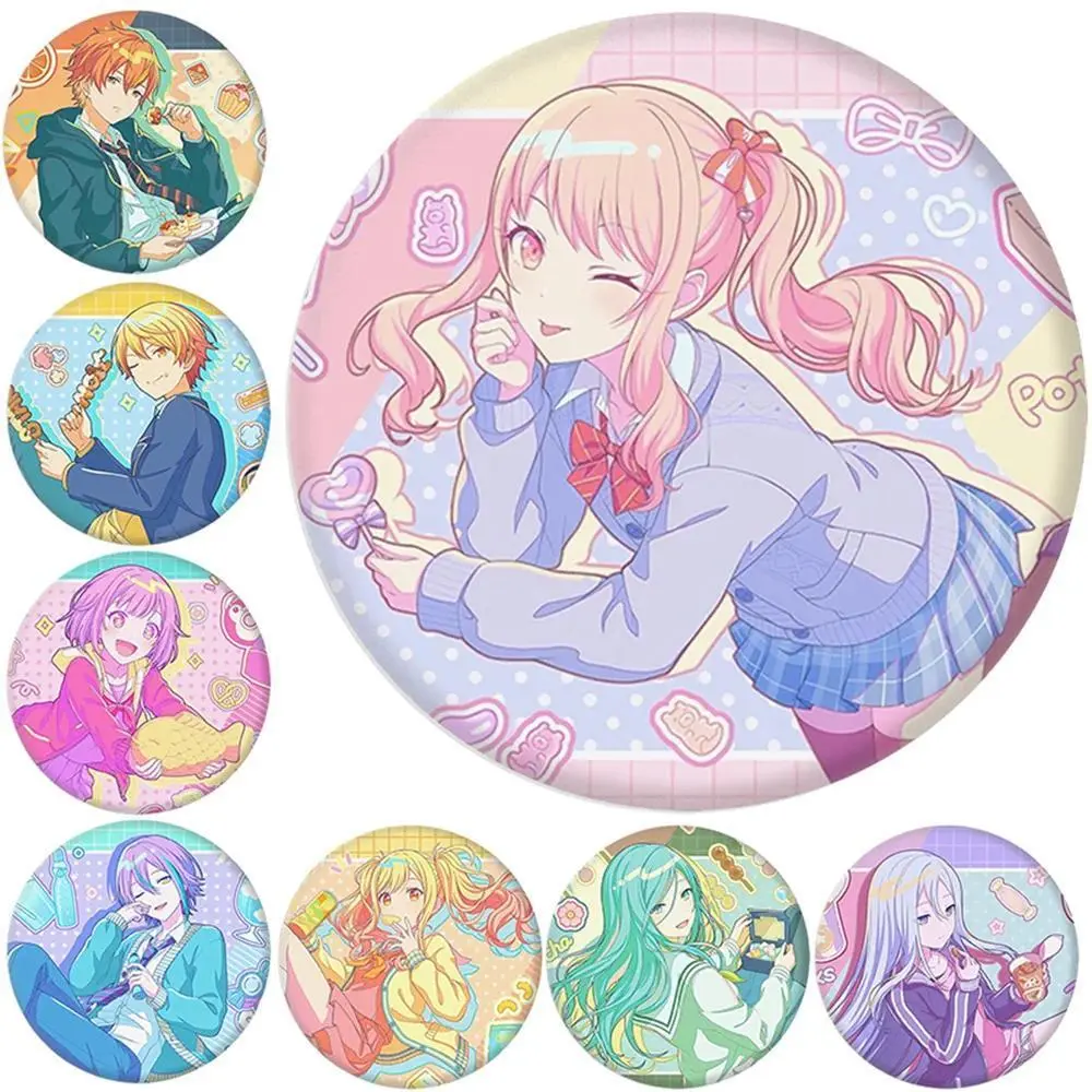 58mm SPTE Tinplate Anime PJSK Cosplay Badge Pin, 2026 Hot Item, Birthday Brooch Prop, Xmas Gift for Novelty Toy Enthusiasts