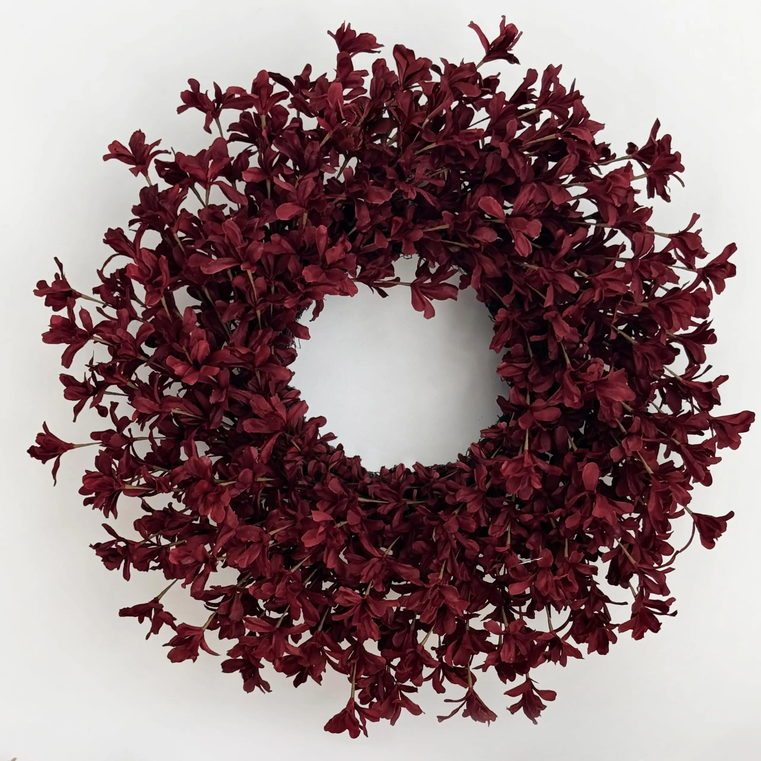 24 Inch Burgundy Fall Wreaths for Front Door, Artificial Forsythia Wreath Large Autumn Wreath for Thanksgiving and Harvest, Fall Decorations for Home, Porch, Mantel, Wall and Entryway