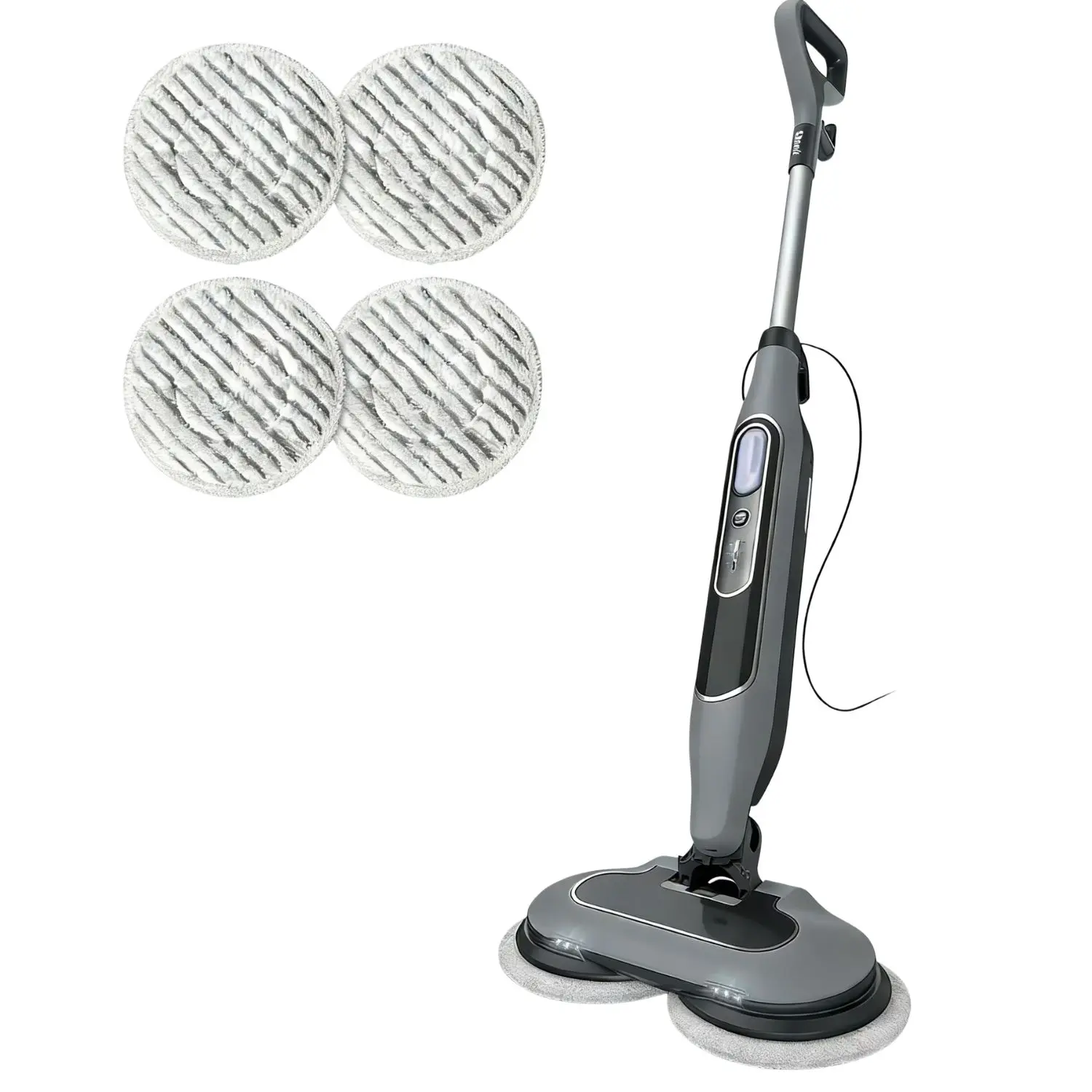 Steam Mop with Dual Rotating Heads - LED Headlight & Adjustable Steam, Lightweight Floor Cleaner for Tile, Laminate & Sealed Hard Floors