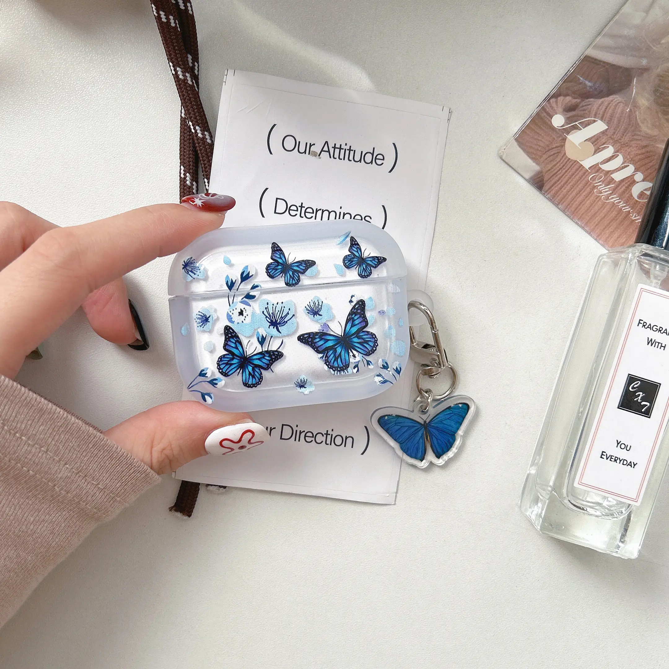 Elegant Blue Butterfly Earphone Case for Apple AirPods Pro 3rd Gen, Anti-Drop Protection, Durable, Simple Design, Suitable for Women