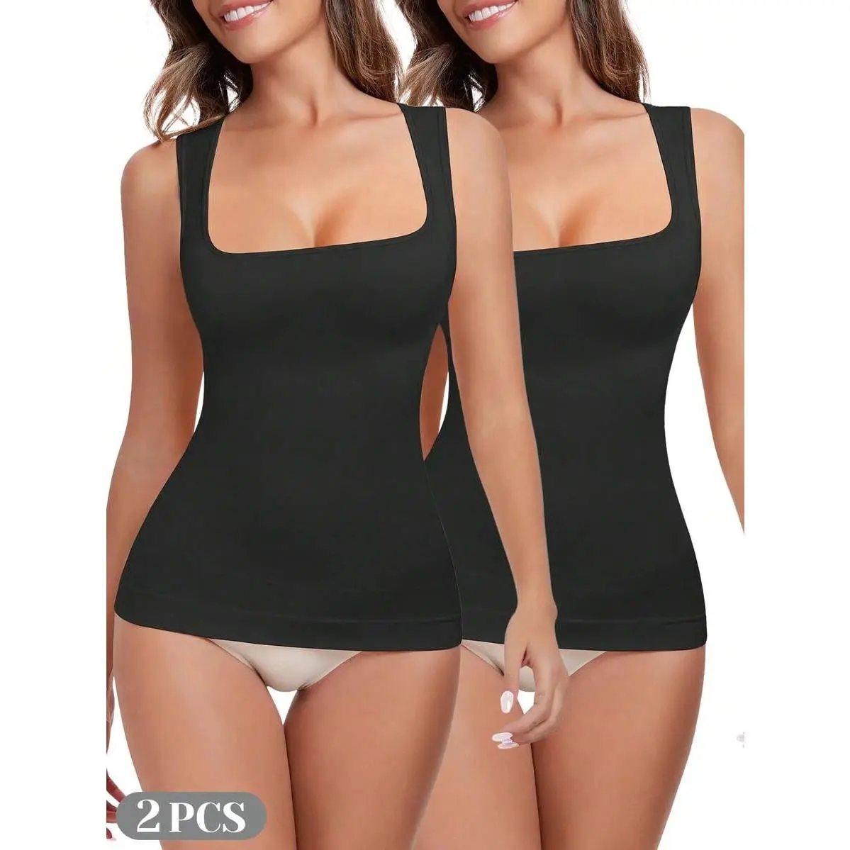 Shapewear Tummy Control Tank Top Compression Tanks Women Square Neck Seamless Body Shaper Exercise Yoga Gym Shirts