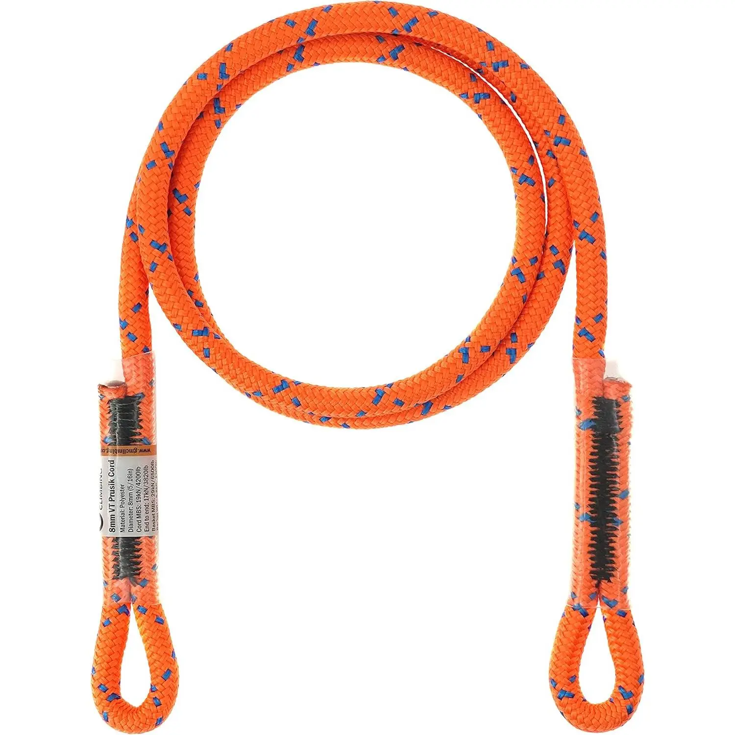 Functional Pre-Sewn Prusik Loop Rope, 8mm (5/16") Swen Eye-to-Eye Design, Multiple Lengths (30in/45in), Secure Grip for Climbing Sports & Outdoor Recreation Equipment