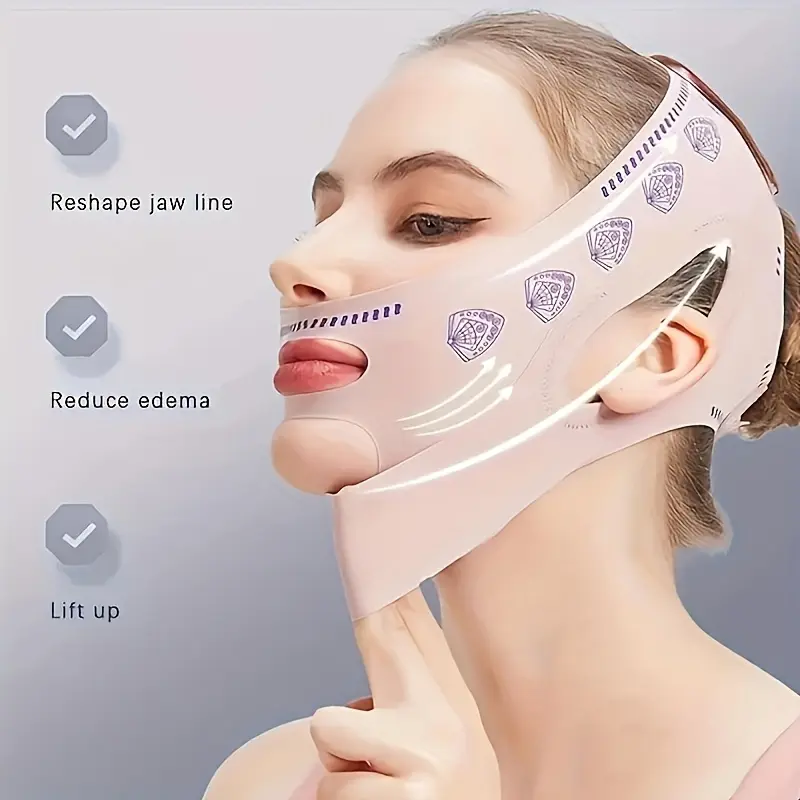 Anacis Double Chin Strap & Face Lift Firming Mask Set - Neck & Cheek Toning, Wrinkle Care