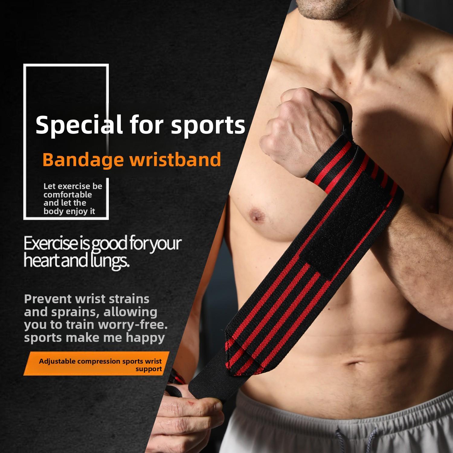 Adjustable wrist wrap bandage for fitness, wrist and arm protection against sprains, strength training, weightlifting, deadlifts