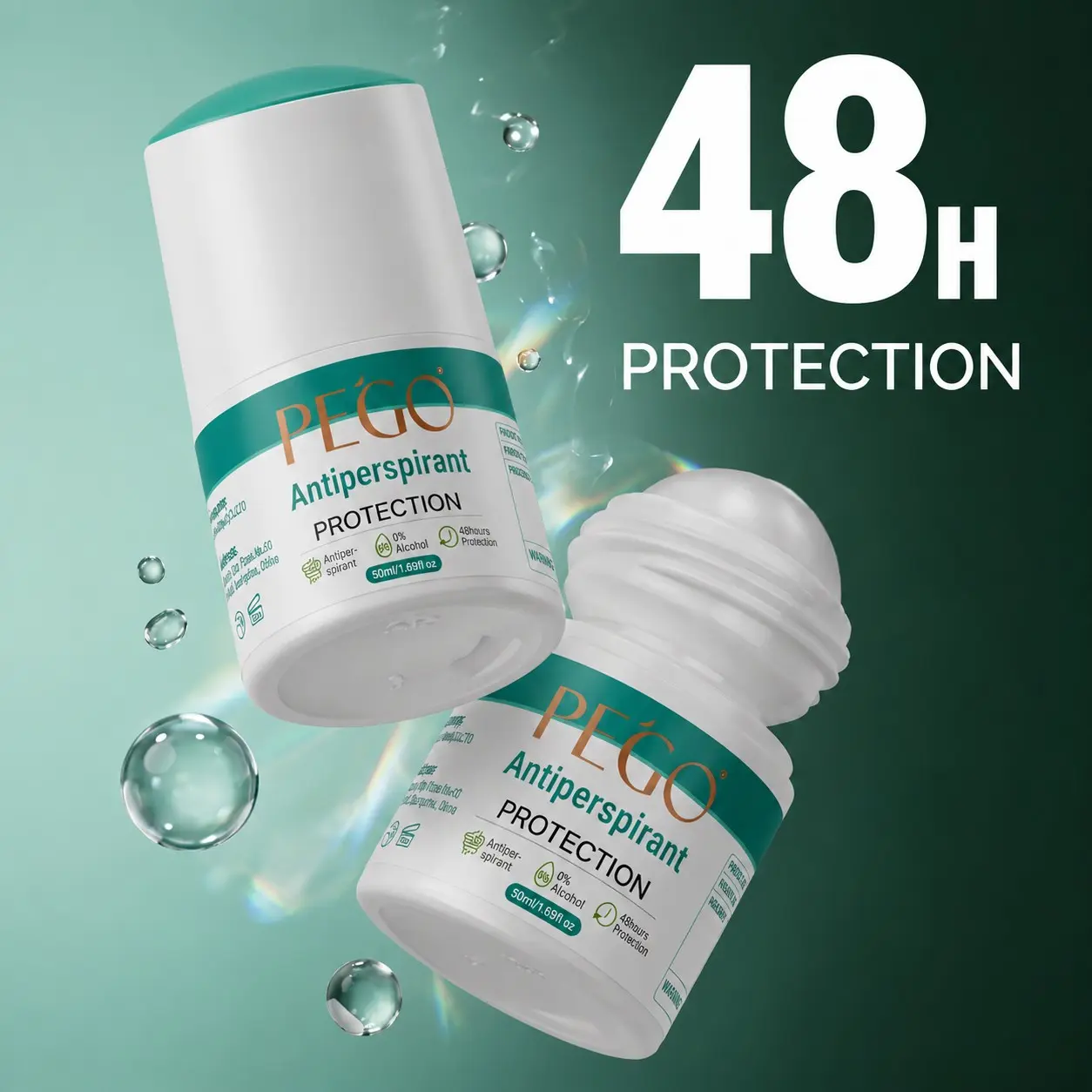 50ML Antiperspirant，Sports Deodorant Roll-On, Active Fresh, sweat protection,Cool and Refreshing, 48h Long-Lasting Sweat Control, Portable Underarm Freshness, Unisex, Odor Eliminator