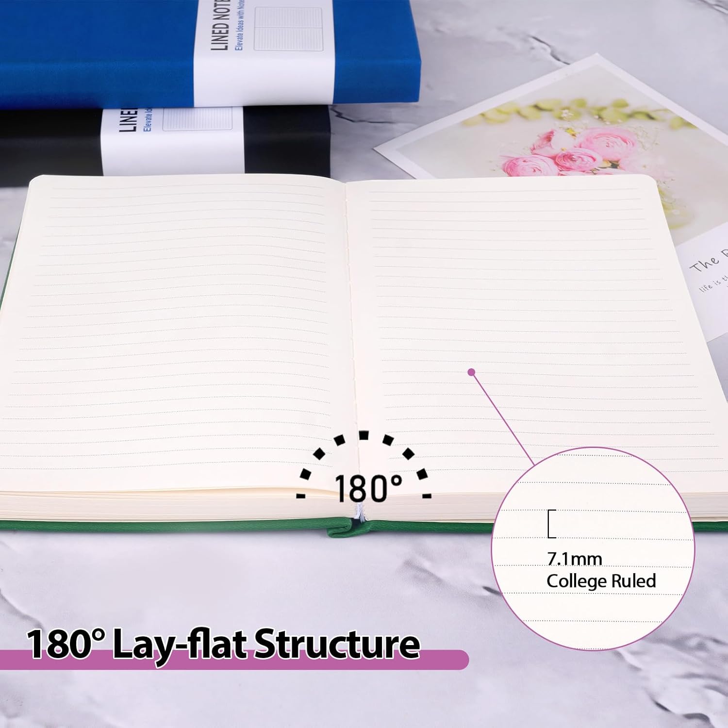 5 Pack Hardcover Journal Notebooks for Work 320 Pages A5 Thick Journals Bulk 5.8 x 8.4 Inch 100 GSM Paper College Ruled Notebooks for Writing, Journaling, Note Taking