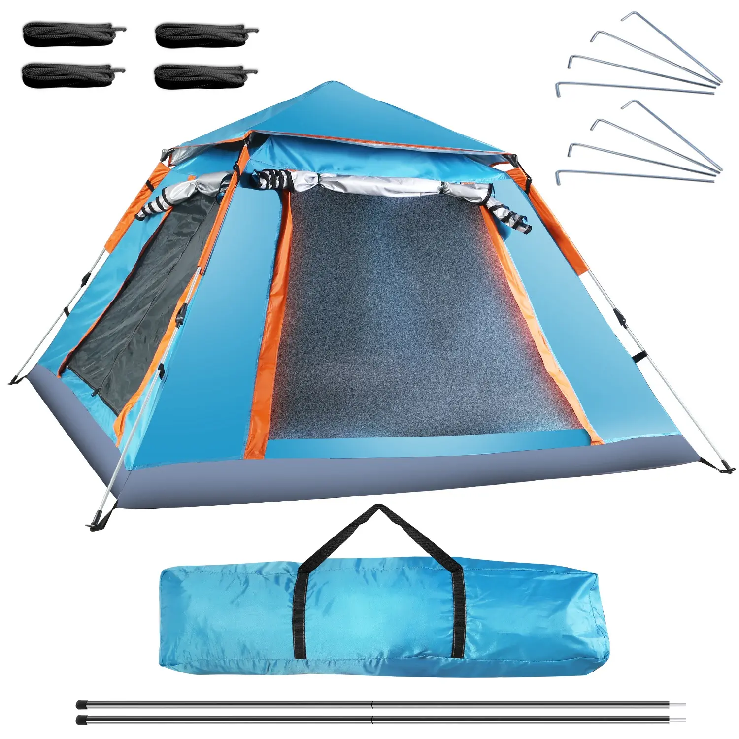 Large Practical Multi-Person Camping Tent - 1Pc, 4-5 Person Capacity, 2 Mosquito Net Windows, Waterproof, 7.05x7.05x4.46ft, With Carry Bag, For Hiking Climbing, FedEx Shipping, Unisex