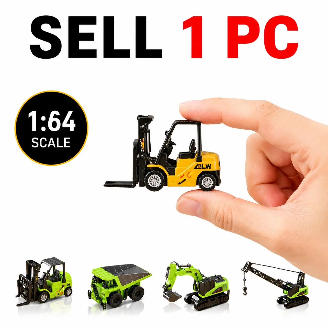 1:64 Alloy Remote Control Engineering Vehicle Set, RC Controlled, 2.4g + APP Dual Control, Forklift/dump Truck/excavator/crane, Kids Toy Gift, Rechargeable Battery，The perfect gift for Christmas, Halloween, and Thanksgiving