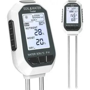 Soil  Meter, 7-in-1 Digital  Water&Soil with EC/TDS/Fertility/PH/Temp/Mois/Sunlight Intensity Backlight LCD Display Soil Test Meter for Gardening, Farming and Outdoor