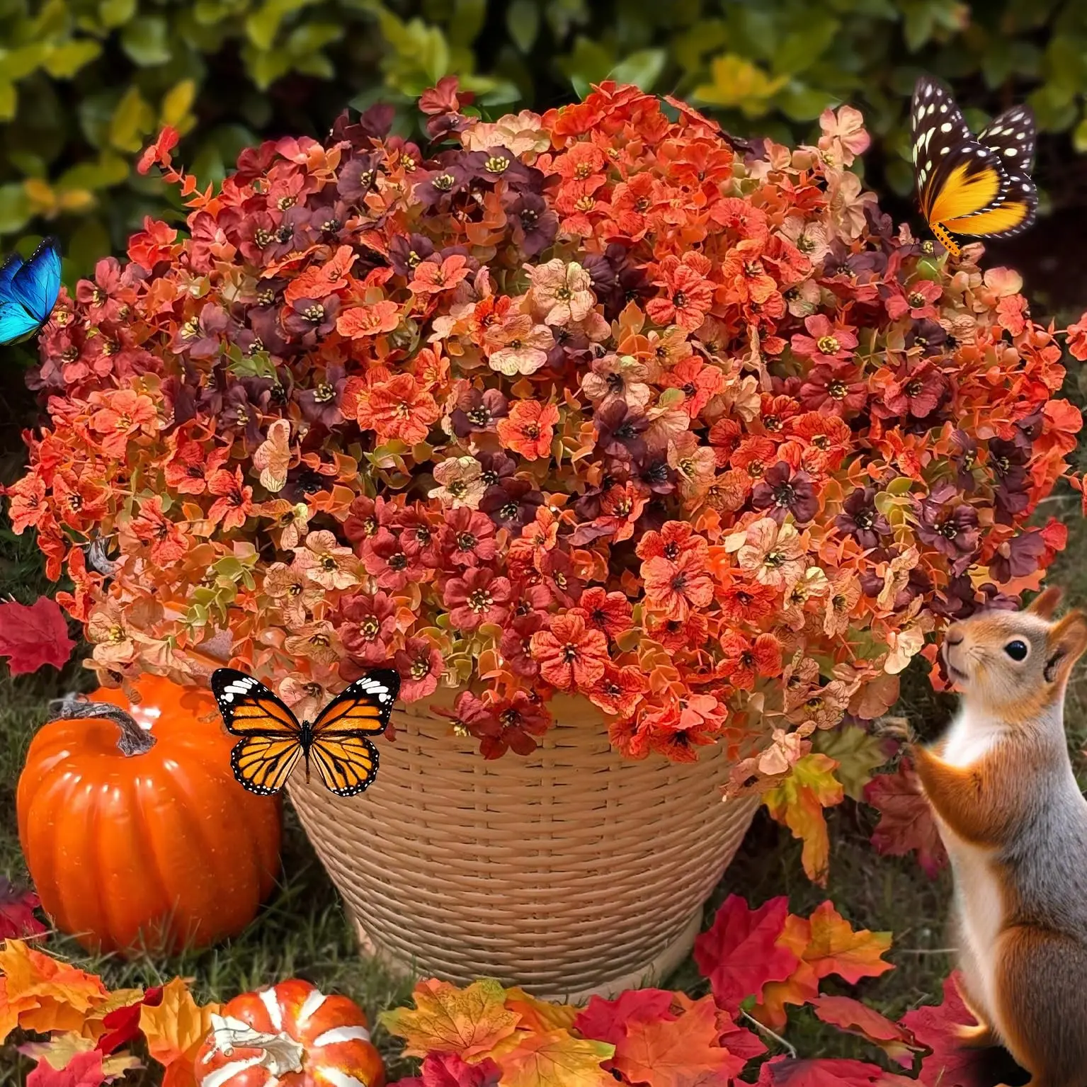 Artificial Mums Outdoor Fake Fall Flowers, 24 Bundles Silk Faux Mum Plants, UV Resistant, Autumn Decor for Porch, Patio, Front Yard, Halloween Thanksgiving