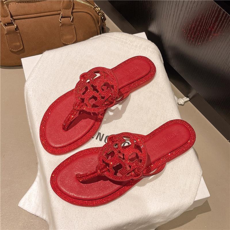 2026 Women's Diamond Flip Flops - Fashionable Casual Comfortable Flat Sandals for Home & Outdoor Wear Solid Color, Lightweight Breathable Perfect Girls' Daily Use Summer Walking Shoes Footwear