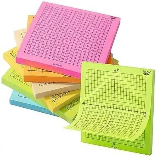 - Graph Sticky Notes, 3x3 Inch, 6 Pads, 50 Sheets/Pad, 300 Sheets, 6 Grid Designs, Bright Colors, Square Graph Paper Notes, Grid Sticky Note Pads for Math, Study, Journals, Planners