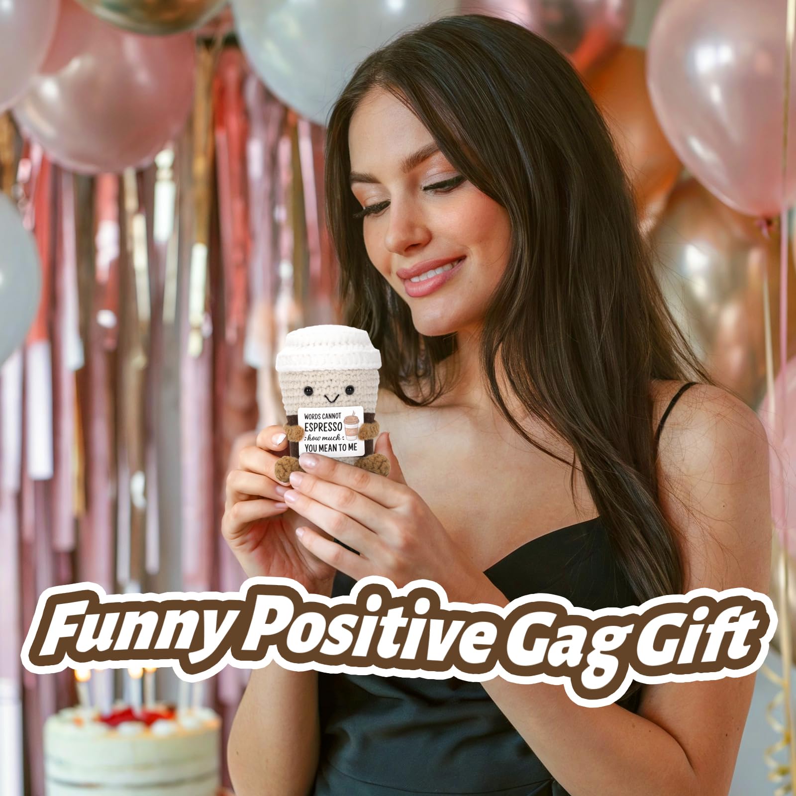 Kawaii Mini Knitted Coffee Cup Stuffed Toy Soft Handcrafted Plush Doll Bag Charm Keychain Backpack Ornament Car Decor Stress Relief Desk Decor Gift for Girlfriend Bestie Birthday Valentines Day Christmas Unique Gift Idea