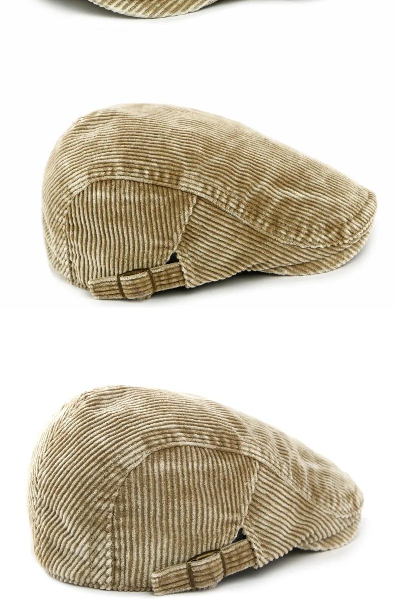 Autumn New Hat for Men and Women Corduroy Beret British Retro Forward Cap Casual Duckbill Cap Washed Cotton