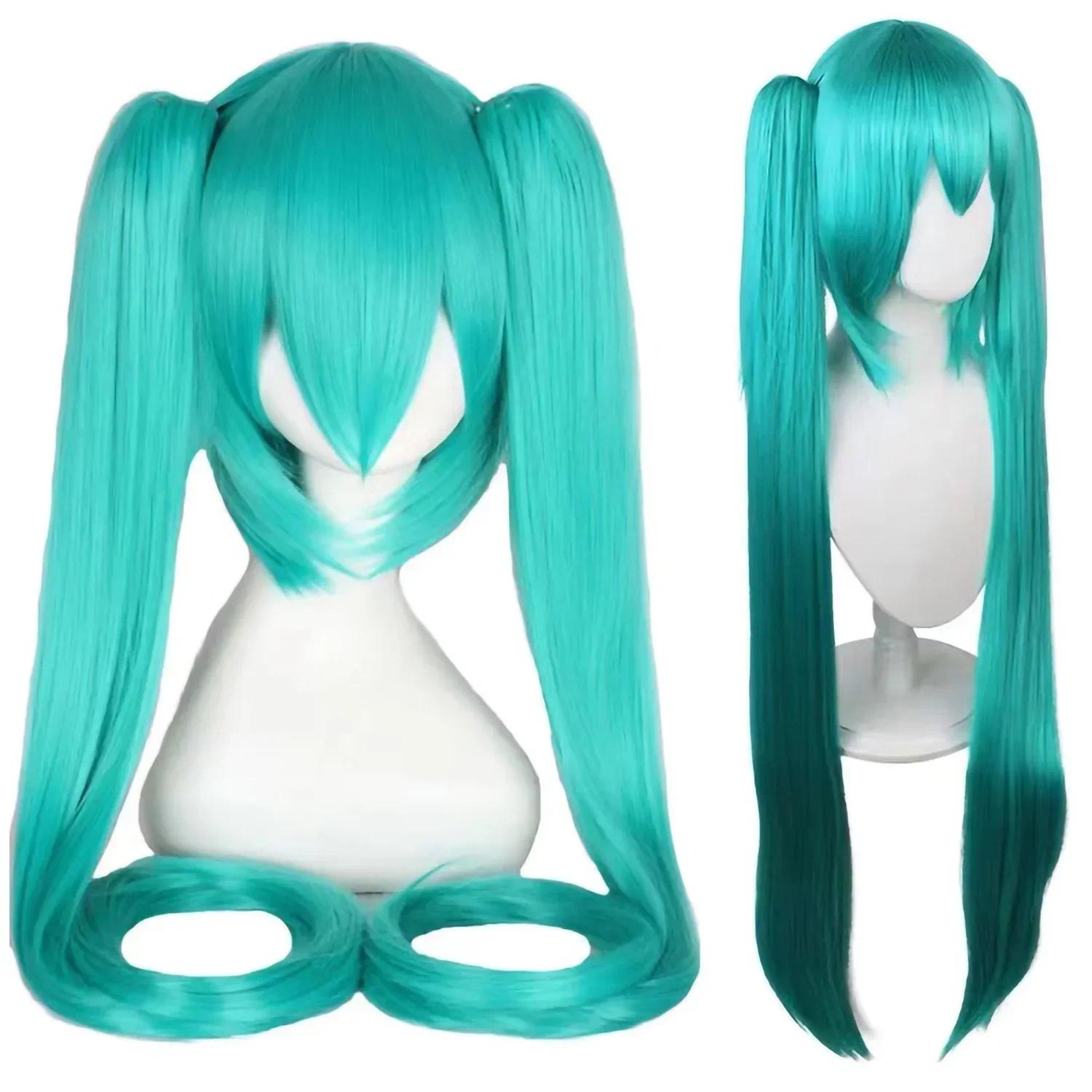 Hatsune Miku Anime Cosplay Wig, 110cm Double Ponytail Synthetic Fiber Wig, Halloween, Christmas