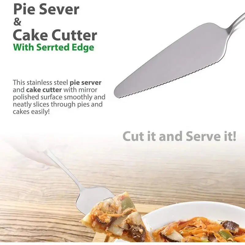 9-Inch Rustproof Stainless Steel Pie Cutter with Handle, Kitchen Utensil for Cutting Cakes & Pizza, Thick Durable Baking Tool, Silvery 2Pc