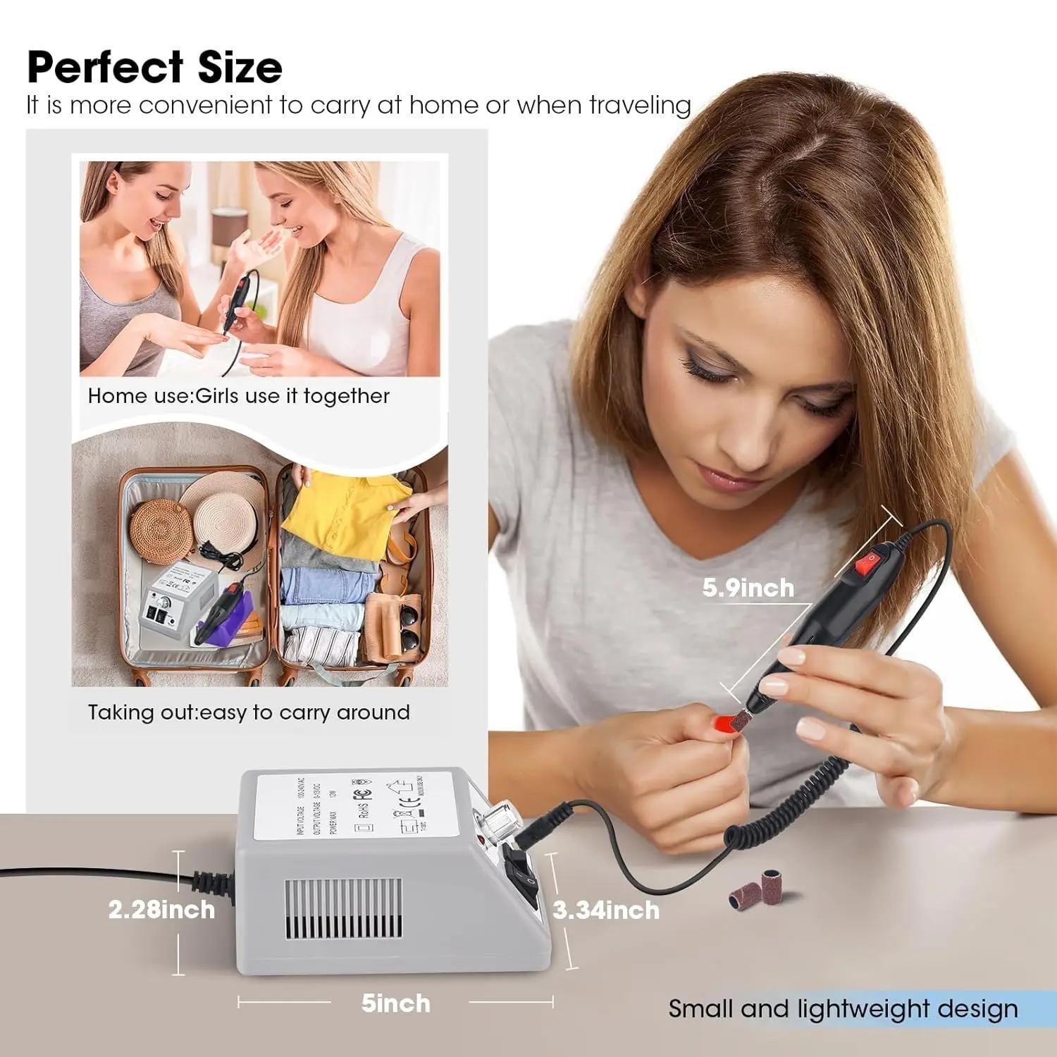 20000RPM Electric Nail Machine Desktop Equipment With 6pcs Milling Cutters Bits Set Gel Cuticle Armor Removal Pedicure Manicure Tool Professional Electric Nail Drill Milling Machine For Manicure Pedicure Files Tools Kit Nail Polishe