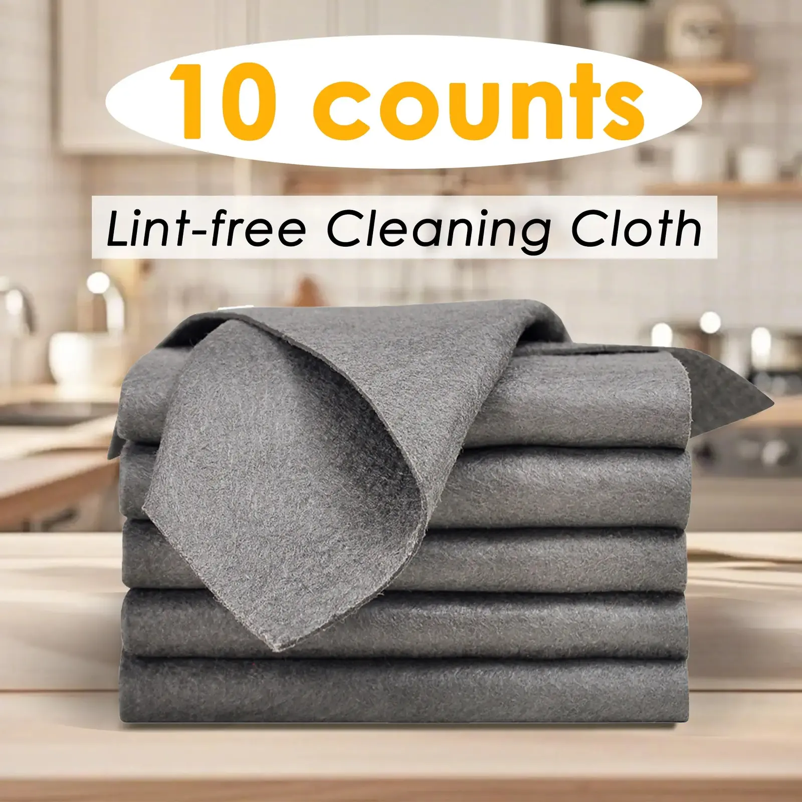 10‑Count Thickened Reusable Microfiber Cleaning Cloths, Durable Absorbent Cleaning Rags for Windows, Mirrors, Automotive Surfaces