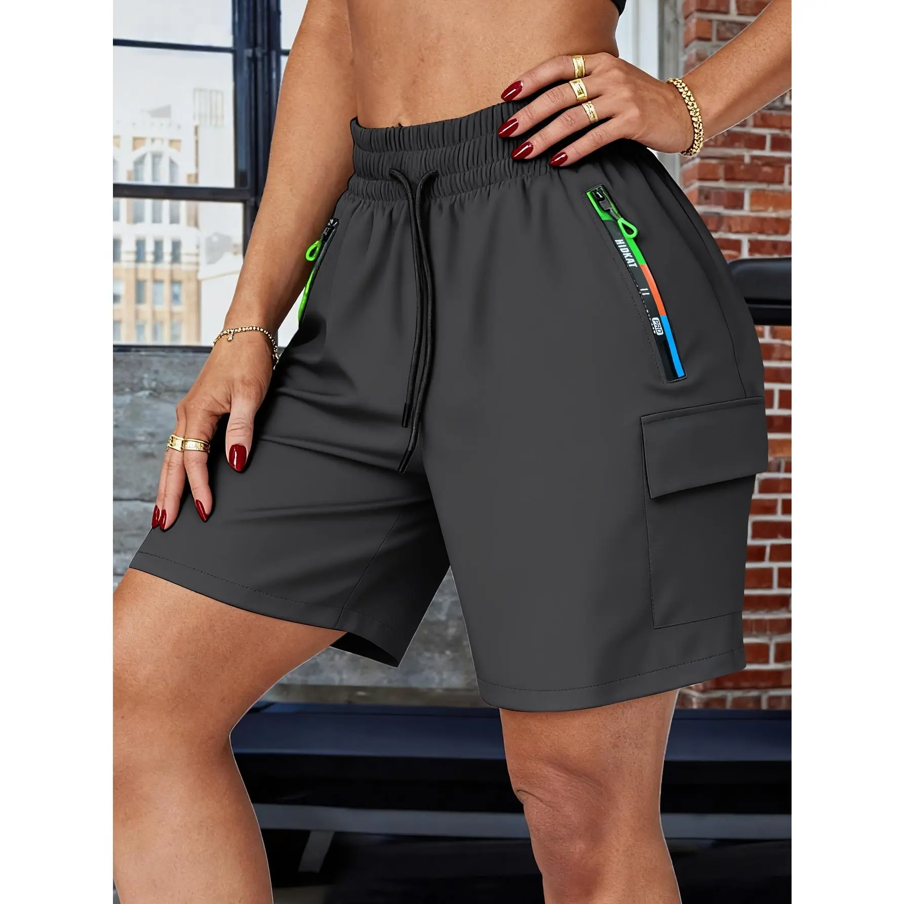 Women's New Summer Sports Casual Workwear Bottoms - Adjustable Drawstring Waist, Ombré Zipper Pockets, Workwear-Style Pockets, Lightweight Basic Comfortable Overall Shorts for Everyday Wear, Clothes