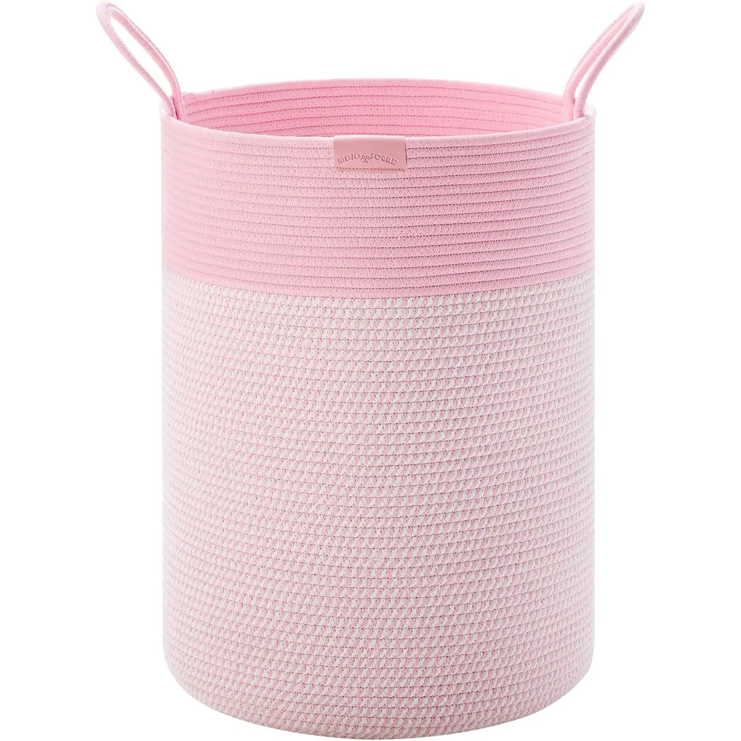 80L Extra Large Pink Hamper Tall Laundry Basket for Girls Kids Nursery Hamper for Baby Woven Cotton Rope Laundry Basket for Little Girls Room Bedroom 16x22 Inches