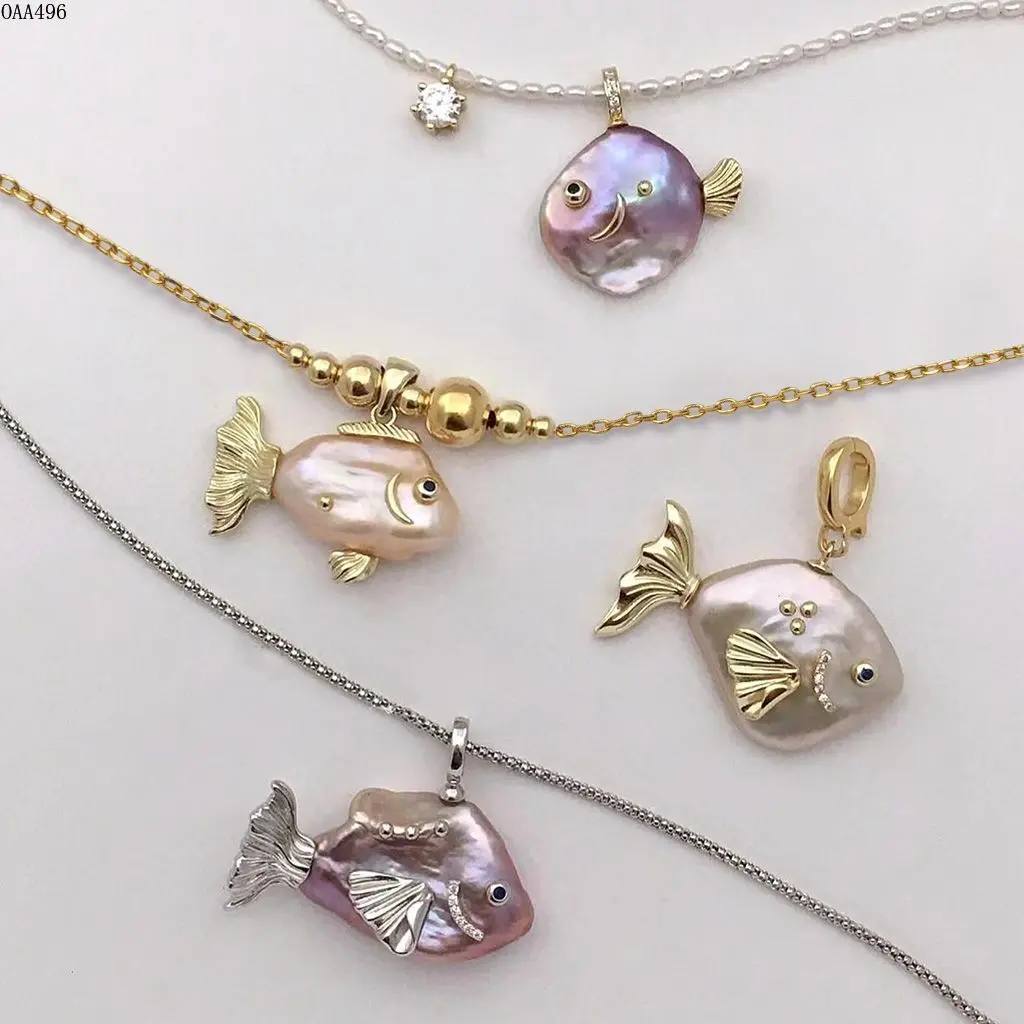 Women's Enamel Fish Pendant Necklace - Plated Steel Synthetic Charm, Ocean Vibe DIY Bag Accessory, Gift Ready for Daily Wear