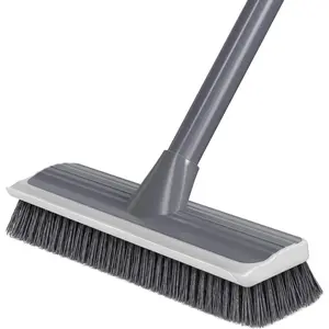 2 in 1 Floor Scrub Brush: Deck Brush with  - Long Adjustable Handle - 55'' Stiff Bristle Scrape Brush for Deck Patio Garage Shower Bathroom