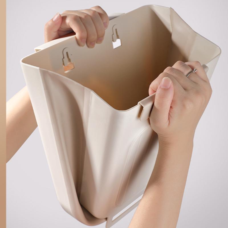Foldable Hanging Kitchen Trash Can, Touchless Slim Garbage Bucket, Space-Saving Duty Waste Storage Accessory for Home