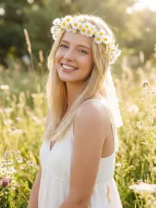 1pc Forest Style Artificial Daisy Flower Crown, Fresh and Ethereal Headband, Floral Photo Decoration, Beach Vacation Accessory